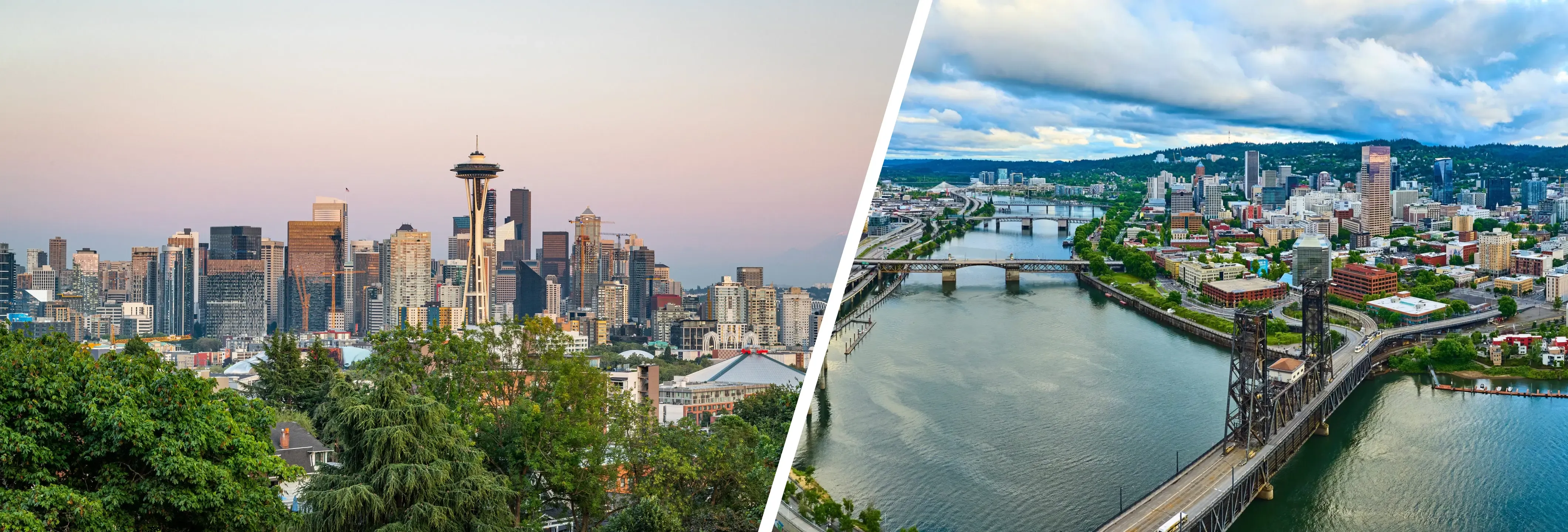 Photo of Seattle and Portland skylines